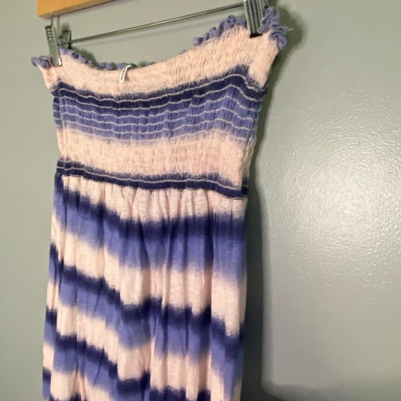 Spendid Striped Strapless High Low Midi Dress Size Medium - Picture 5 of 7